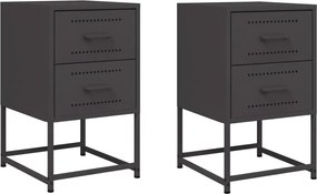 vidaXL Noptiere, 2 buc., negru, 36x39x60,5 cm, oțel