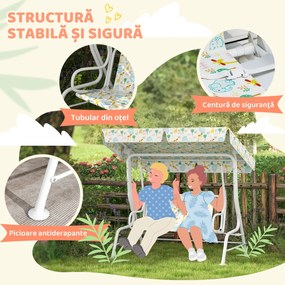 AIYAPLAY Leagăn pentru Copii cu Copertină Reglabilă și Centură de Siguranță, 120x112x75 cm, Alb | Aosom Romania