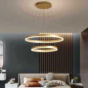 Lustra LED Cu Telecomanda, 2 cercuri Gold, 120w