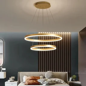 Lustra LED Cu Telecomanda, 2 cercuri Gold, 120w