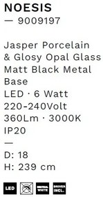 Pendul LED decorativ portelan jasper, sticla alb, NOESIS