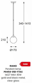 Lustra, Pendul modern modern RIANO auriu/ transparent P0454-01D-F7AC ZL