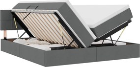 vidaXL Pat cu storage Gri închis 200 x 200 cm Piele artificială