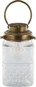 Felinar auriu, din sticla, LED, E27, D12cm, French