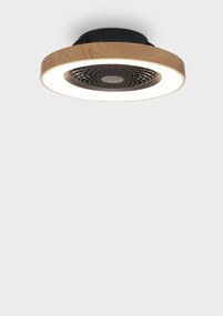 Lustra LED Smart cu Ventilator si telecomanda TIBET negru/lemn