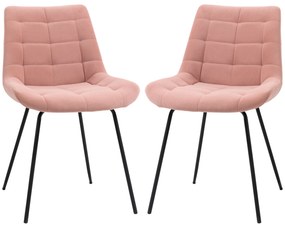 HOMCOM Set de 2 Scaune de Dining Scaune Accent Scaune de Bucatarie, Design Retro, Aspect de Catifea, 50 cm x 61 cm x 79 cm, Roz | Aosom Romania