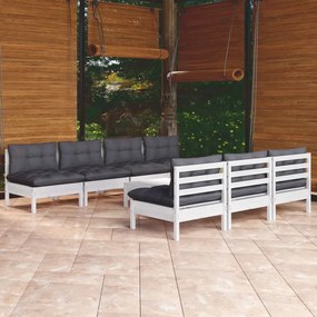 3096137 vidaXL Set mobilier de grădină cu perne antracit, 8 piese, lemn de pin