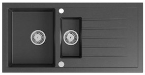 Sapho - Chiuvetă de bucătărie din granit 100 x 50 cm, neagră