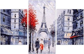 Tablou - Străzi din Paris, pictură în ulei (90x60 cm)