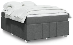 vidaXL Pat box spring cu saltea, gri închis, 140x200 cm, textil