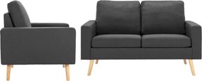 vidaXL Set de canapele, 2 piese, gri închis, material textil