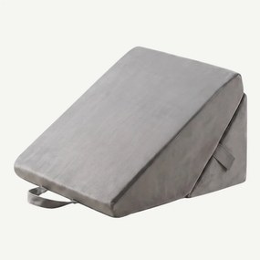 Perna sprijin, inclinata, reglabila de la 22 la 30 cm, spuma cu memorie, lavabila la masina, catifea, Gri