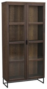 Vitrină maro din lemn masiv de stejar 95x195 cm Everett – Rowico