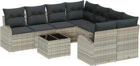 vidaXL Set de canapea 9 pcs Gri deschis și gri închis poliratan
