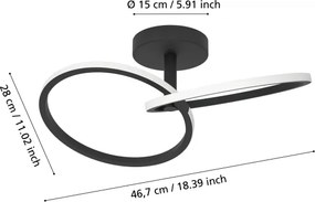 Eglo 902144 - Plafonieră LED CONGIUNTI, 12 W, 230 V, 2700/4000/6500 K, negru