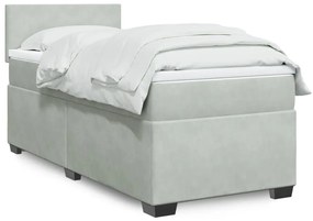 vidaXL Pat continental cu saltea, gri deschis, 80x200 cm, catifea
