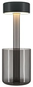 Lampa portabila cu baterii cu baza in forma de vaza AI design negru/ fumuriu