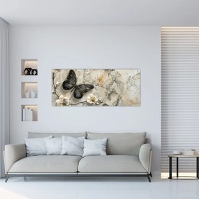 Tablou - Marmură de fundal cu fluturi (120x50 cm)