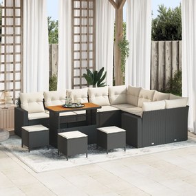 vidaXL Set de canapele pentru grădină 12 pcs Negru poliratan