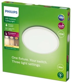 Plafonieră LED dimabilă pentru baie SUPERSLIM LED/15W/230V IP54 albă Philips