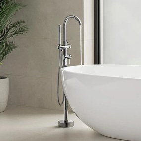 Baterie pentru cada Rea Lungo Ortis Crom freestanding Chrome