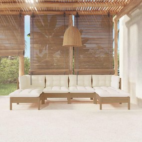 3097082 vidaXL Set mobilier grădină cu perne, 6 piese, maro miere, lemn de pin