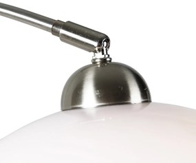 Lampă de perete arcuită inteligentă din oțel cu abajur alb, inclusiv Wi-Fi A60 - Bow