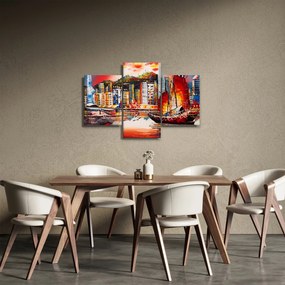 Tablou - Victoria Harbour, Hong Kong, pictură în ulei (90x60 cm)