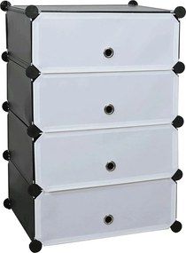 Pantofar PORET, negru/alb, plastic/metal, 49x37x76 cm