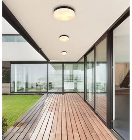 Plafoniera pentru exterior design modern IP44 Vranos negru, opal 30cm