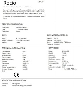 Pendul LED design modern Rocio negru/auriu