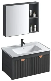 Set mobilier de baie cu lavoar Mario 60 cm Gri