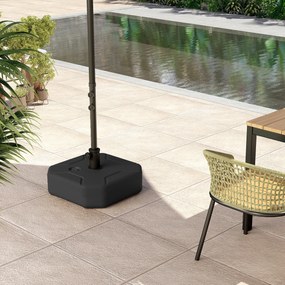 Outsunny Bază Pătrată pentru Umbrelă, Suport Greu pentru Umbrele de Exterior, Umplibil cu Nisip până la 25kg sau cu Apă până la 20kg, pentru Grădină, Piscină, Negru | Aosom Romania