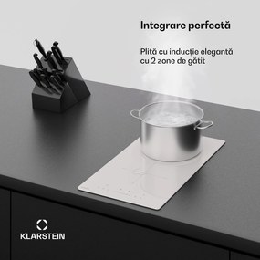 Klarstein Plită cu inducție PowerGlide | Modernă, compactă și puternică | 2 zone de gătit | 3500 W | 30 cm
