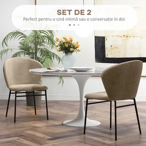 HOMCOM Scaun de masă, Design contemporan și elegant, Material textil cu efect de in, Oțel, 52 x 55 x 80 cm,  Maro deschis | Aosom Romania