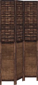 vidaXL Paravan cameră 3 panouri, maro închis, lemn masiv paulownia