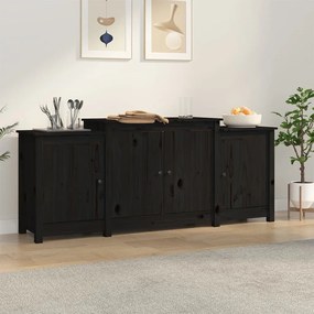 821496 vidaXL Servantă, negru, 164x37x68 cm, lemn masiv de pin