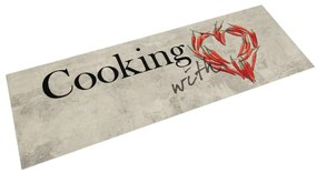 vidaXL Covor bucătărie lavabil, text Cooking/ardei, 45x150 cm, catifea