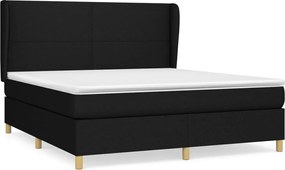 vidaXL Pat box spring cu saltea, negru, 160x200 cm, textil