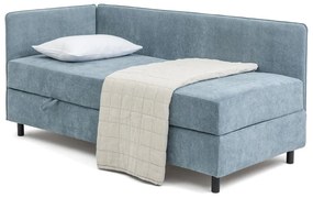 Pat albastru tapițat cu spațiu de depozitare cu saltea 90x200 cm Avela – Bonami Selection