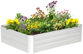 Outsunny Pat de grădină înălțat pătrat din oțel galvanizat cu protecție împotriva buruienilor 120 x 90 x 30 cm argintiu | Aosom Romania