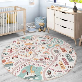 Covor de joacă pentru copii lavabil ø150 cm Furry World – Mila Home