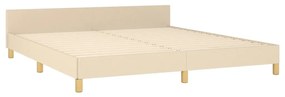 Cadru de pat cu tablie, crem, 180x200 cm, textil Crem, 180 x 200 cm, Nasturi de tapiterie