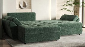 Colțar extensibil dumonde cu ladă de depozitare si sezut confortabil din spuma high-density, Loana Euphoria Green 270x185 cm