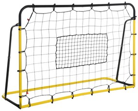HOMCOM Filet de rebot de fotbal, 184L x 123H cm, rebot de fotbal, 5 unghiuri reglabile de la 60° la 90°, galben și negru | Aosom Romania