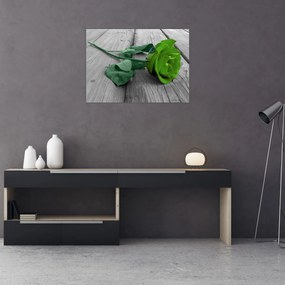 Tablou pe sticlă - Trandafir verde (70x50 cm)