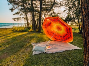 Umbrela de soare portocaliu-rosu, GLEAM 180 cm