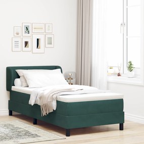 vidaXL Pat box spring cu saltea, verde închis, 80x200 cm, catifea