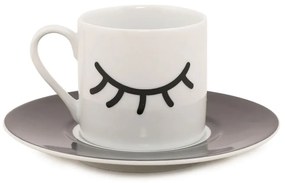 Set 2 cești cu farfurioară Kütahya Porselen Eyes, 90 ml