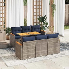 vidaXL Set canapele de grădină, 7 piese, cu perne, gri, poliratan